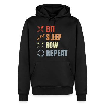 Eating, sleeping, rowing, repeating - Men’s Premium Organic Hoodie - black - Front - Nico (187cm)