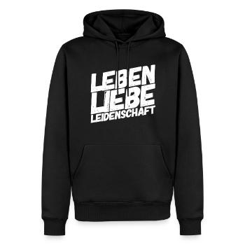 ich will alles im Leben - Männer Premium Bio Hoodie - Schwarz - Vorne - Nico (187cm)