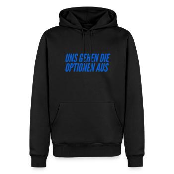 uns gehen die Optionen aus - Männer Premium Bio Hoodie - Schwarz - Vorne - Nico (187cm)