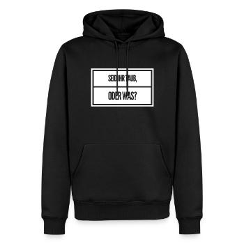 habt ihr mich verstanden - Männer Premium Bio Hoodie - Schwarz - Vorne - Nico (187cm)