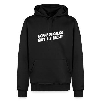hoffnungslos kenne ich nicht - Männer Premium Bio Hoodie - Schwarz - Vorne - Nico (187cm)