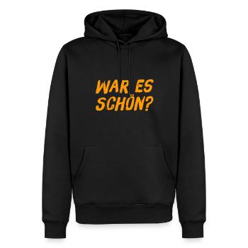 war es schön? - Männer Premium Bio Hoodie - Schwarz - Vorne - Nico (187cm)