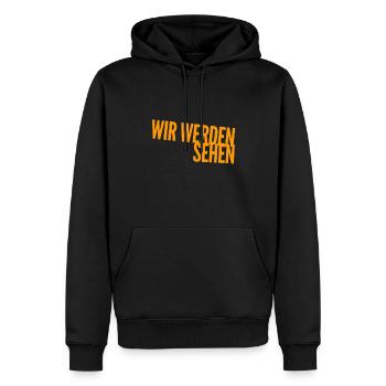 kucken wir mal - Männer Premium Bio Hoodie - Schwarz - Vorne - Nico (187cm)