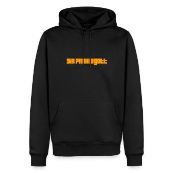 vor dir steht ein Angeber - Männer Premium Bio Hoodie - Schwarz - Vorne - Nico (187cm)