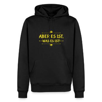 nimm es wie es kommt - Männer Premium Bio Hoodie - Schwarz - Vorne - Nico (187cm)