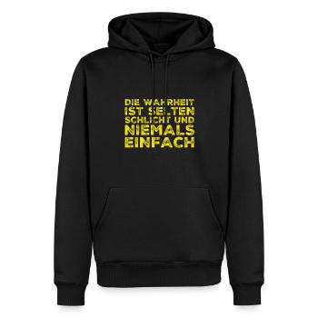 die Wahrheit ist nicht einfach - Männer Premium Bio Hoodie - Schwarz - Vorne - Nico (187cm)