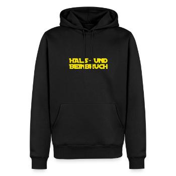 ich wünsche viel Glück - Männer Premium Bio Hoodie - Schwarz - Vorne - Nico (187cm)