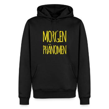 vor dir steht ein Frühaufsteher - Männer Premium Bio Hoodie - Schwarz - Vorne - Nico (187cm)