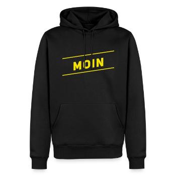 viele Grüße auf norddeutsch - Männer Premium Bio Hoodie - Schwarz - Vorne - Nico (187cm)