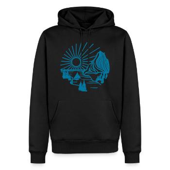 Paysage de vacances (bleu) - Sweat à capuche Premium bio Homme - noir - Devant - Nico (187cm)