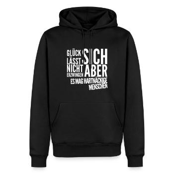 Le bonheur fonctionne toujours - Sweat à capuche Premium bio Homme - noir - Devant - Nico (187cm)