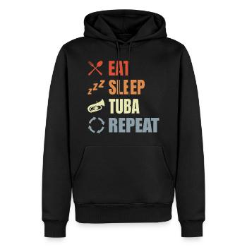 Manger Dormir Tuba Répéter - Sweat à capuche Premium bio Homme - noir - Devant - Nico (187cm)