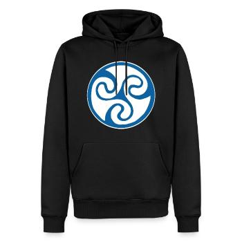 Blaues keltisches Symbol - Männer Premium Bio Hoodie - Schwarz - Vorne - Nico (187cm)