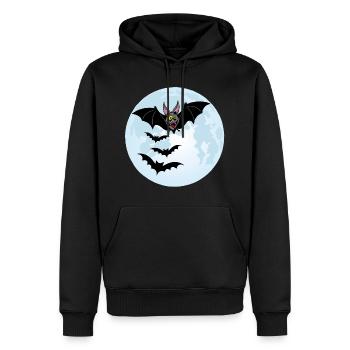 Fledermäuse, Vampire und der Mond - Männer Premium Bio Hoodie - Schwarz - Vorne - Nico (187cm)