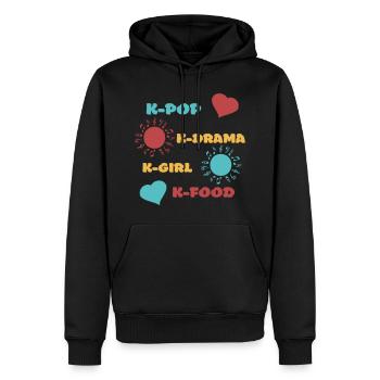 K-pop k-drama 3 couleurs custom - Sweat à capuche Premium bio Homme - noir - Devant - Nico (187cm)