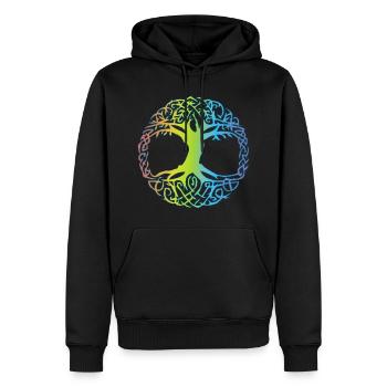 Multicolored Celtic Tree - Men’s Premium Organic Hoodie - black - Front - Nico (187cm)