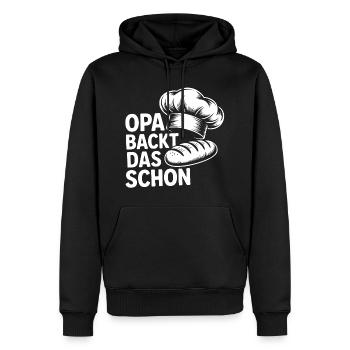 Opa Backt Das Schon – Brot Motiv - Männer Premium Bio Hoodie - Schwarz - Vorne - Nico (187cm)