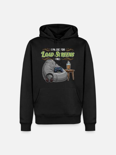Gaming-Humor-Zitat-Pause-Ladebildschirme - Männer Premium Bio Hoodie - Schwarz