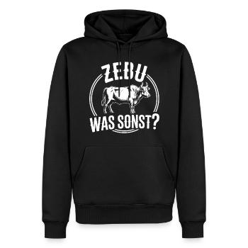 Zèb, quoi d’autre, humour de vache - Sweat à capuche Premium bio Homme - noir - Devant - Nico (187cm)