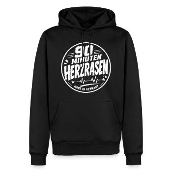 90 Minuten Herzrasen - Männer Premium Bio Hoodie - Schwarz - Vorne - Nico (187cm)
