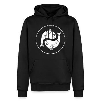 Signe astrologique du poisson (blanc) - Sweat à capuche Premium bio Homme - noir - Devant - Nico (187cm)