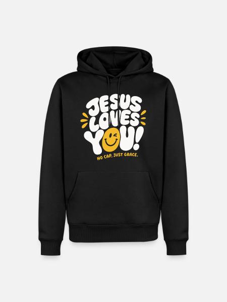 Jesus Loves You Grace Design - Men’s Premium Organic Hoodie - black