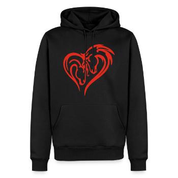 Coeur de cheval (rouge) - Sweat à capuche Premium bio Homme - noir - Devant - Nico (187cm)