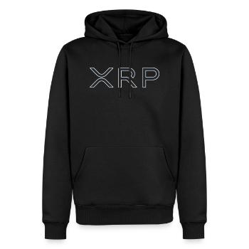 XRP Logo Vintage Bitcoin Quote Gift - Men’s Premium Organic Hoodie - black - Front - Nico (187cm)