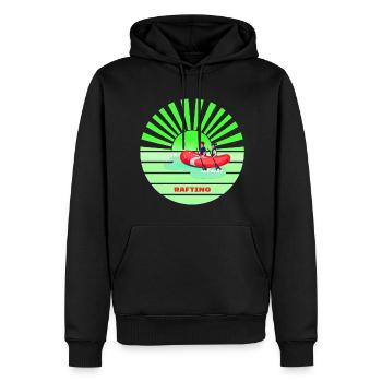 Rafting sunset vintage - Sweat à capuche Premium bio Homme - noir - Devant - Nico (187cm)