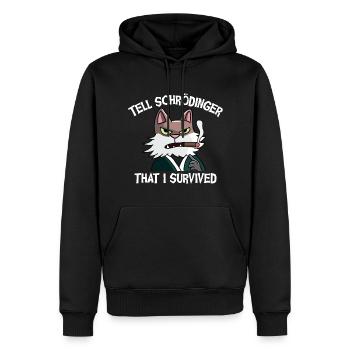 Tell Schrödinger I Survived Schrödinger's Cat - Men’s Premium Organic Hoodie - black - Front - Nico (187cm)