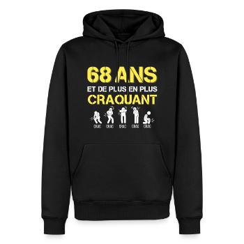 Cadeau Homme Humour 68 ans - Sweat à capuche Premium bio Homme - noir - Devant - Nico (187cm)