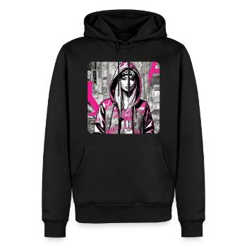 Cool Girl in Pink Graffiti Hip Hop Rap Skater - Sweat à capuche Premium bio Homme - noir - Devant - Nico (187cm)