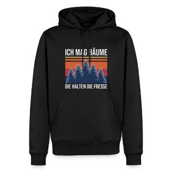 Ich Mag Bäume Die Halten Die Fresse - Männer Premium Bio Hoodie - Schwarz - Vorne - Nico (187cm)