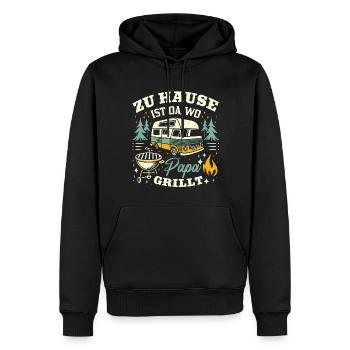 Zuhause ist da wo Papa grillt Geschenk Camping - Männer Premium Bio Hoodie - Schwarz - Vorne - Nico (187cm)