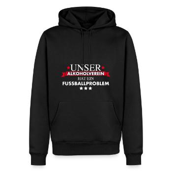 Alkoholverein mit Fußballproblem - Männer Premium Bio Hoodie - Schwarz - Vorne - Nico (187cm)