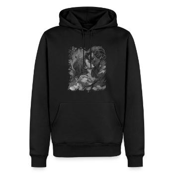 Romantic embrace - Men’s Premium Organic Hoodie - black - Front - Nico (187cm)