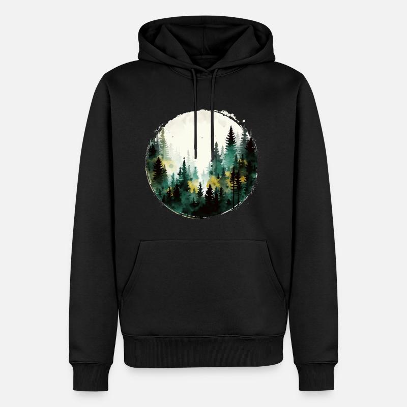 Forêt de sapins - Sweat à capuche Premium bio Homme - noir