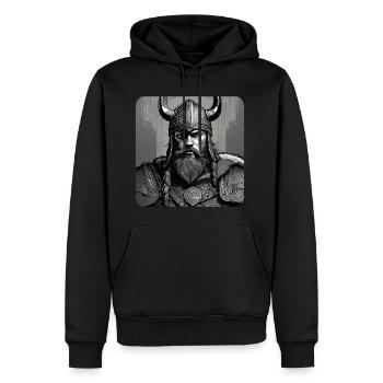 Fier Viking avec des cornes casque berserker germanique - Sweat à capuche Premium bio Homme - noir - Devant - Nico (187cm)