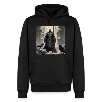 Fier chevalier noir avec des corbeaux - Sweat à capuche Premium bio Homme - noir - Devant - Nico (187cm)