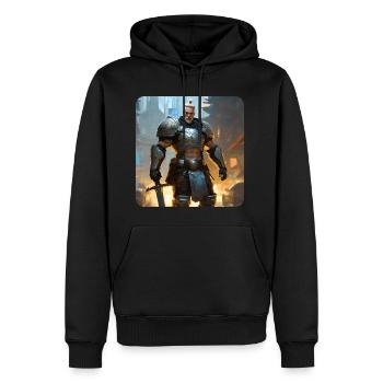 Fier guerrier - Sweat à capuche Premium bio Homme - noir - Devant - Nico (187cm)
