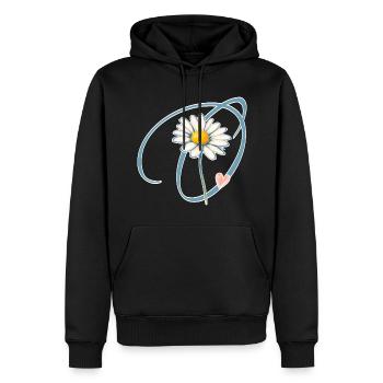 Gänseblümchen Herz Buchstabe O - Männer Premium Bio Hoodie - Schwarz - Vorne - Nico (187cm)