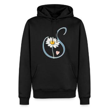 Lettre S Daisy Heart - Sweat à capuche Premium bio Homme - noir - Devant - Nico (187cm)