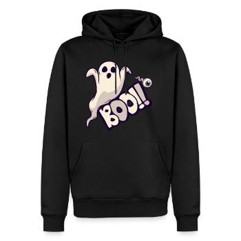 Halloween fantôme, boo - Sweat à capuche Premium bio Homme - noir - Devant - Nico (187cm)