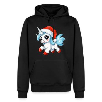 Licornes de Noël - Sweat à capuche Premium bio Homme - noir - Devant - Nico (187cm)