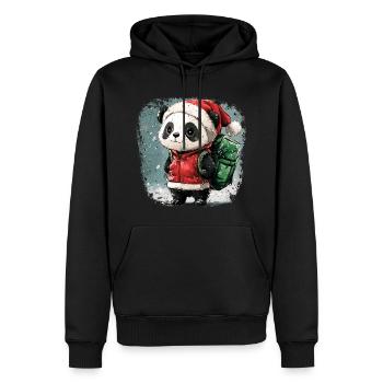 Noël Pandas - Sweat à capuche Premium bio Homme - noir - Devant - Nico (187cm)