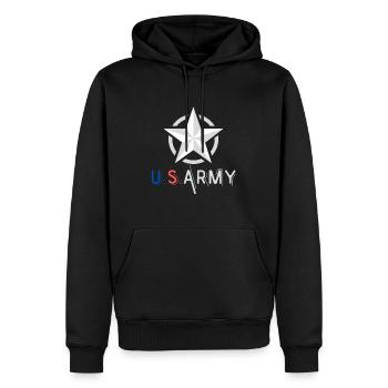 US-Armee - Männer Premium Bio Hoodie - Schwarz - Vorne - Nico (187cm)