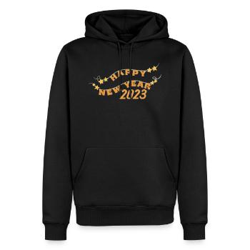 Happy New year - Sweat à capuche Premium bio Homme - noir - Devant - Nico (187cm)