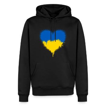 Ukrainische Flagge Herz Liebe - Männer Premium Bio Hoodie - Schwarz - Vorne - Nico (187cm)