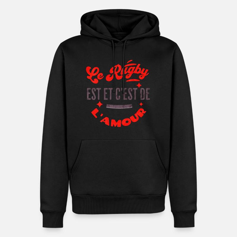 le rugby c'est, et reste de l'amour.. - Sweat à capuche Premium bio Homme - noir