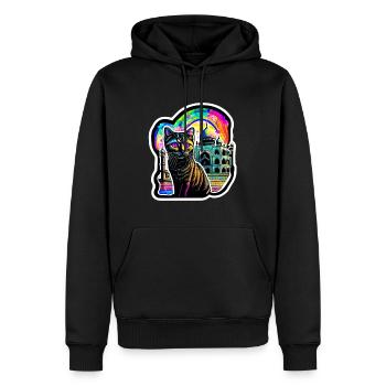 Stoner Cat in India - Männer Premium Bio Hoodie - Schwarz - Vorne - Nico (187cm)